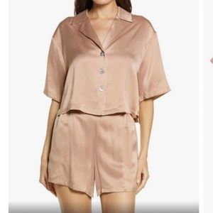 Lunya washable silk button up short set - Otium Tan